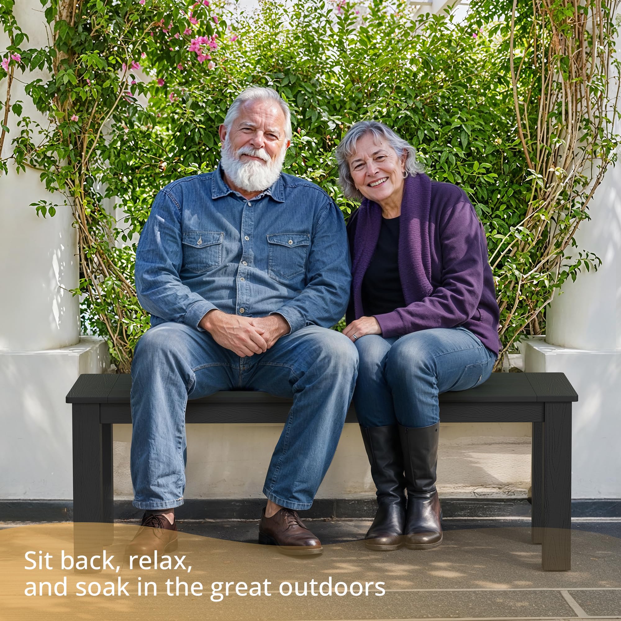 HDPS Outdoor Bench 48" Black Weather-Resistant