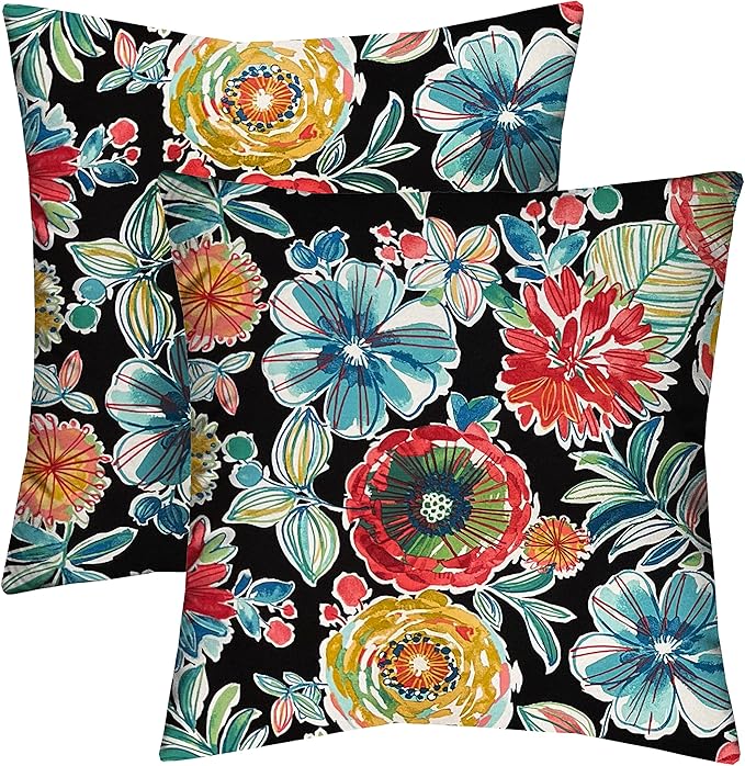 Square Outdoor Throw Pillows Set of 2 - 24x24 Water Resistant