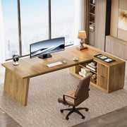 78" L-Shaped Executive Desk with Drawers and File Cabinet