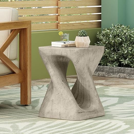 Spiral Twist Outdoor Accent Table Grey