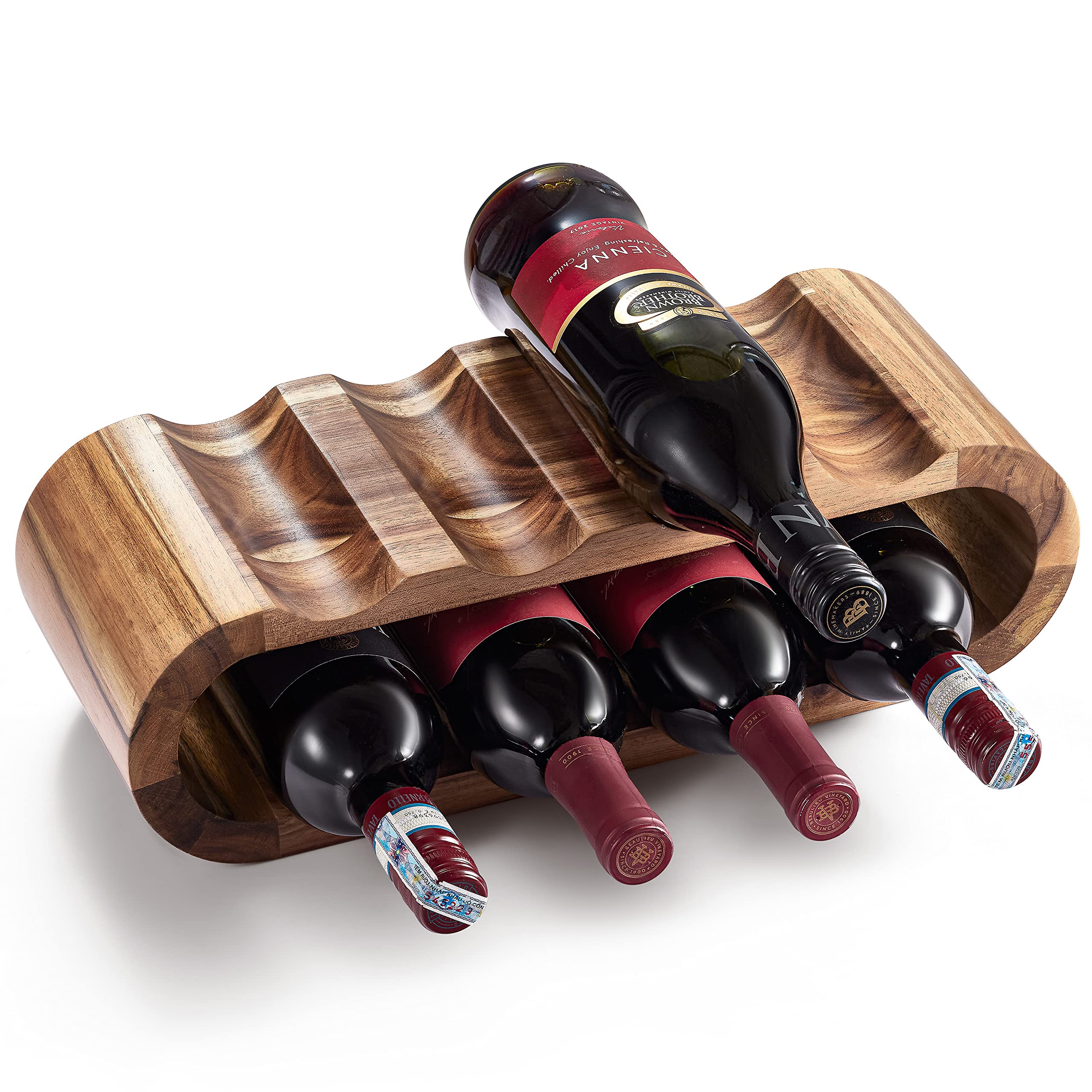 8-Bottle Wooden Wine Rack Countertop Holder