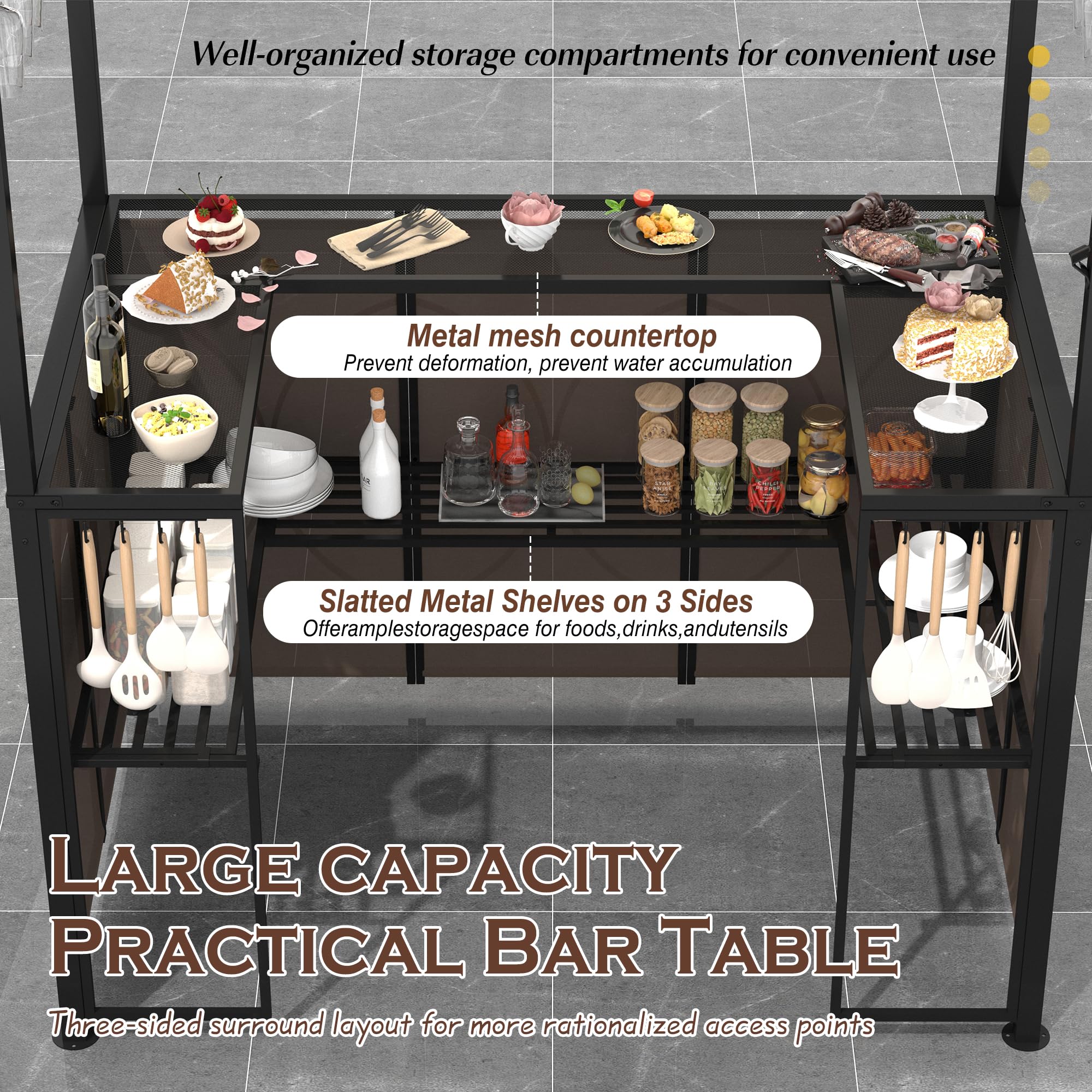 3 Piece Patio Bar and Grill Set with Canopy