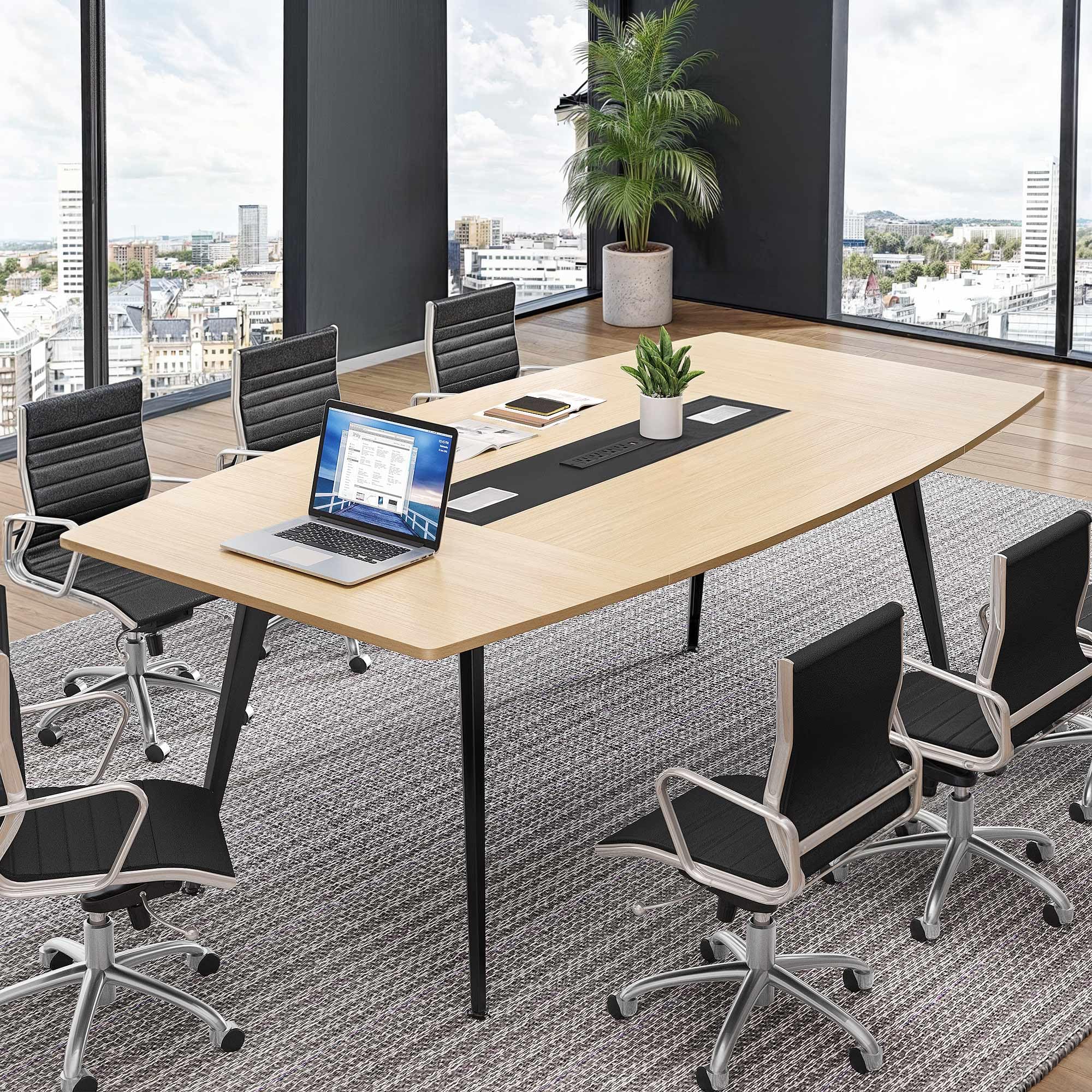 Conference Table with Power Outlets and Cable Management