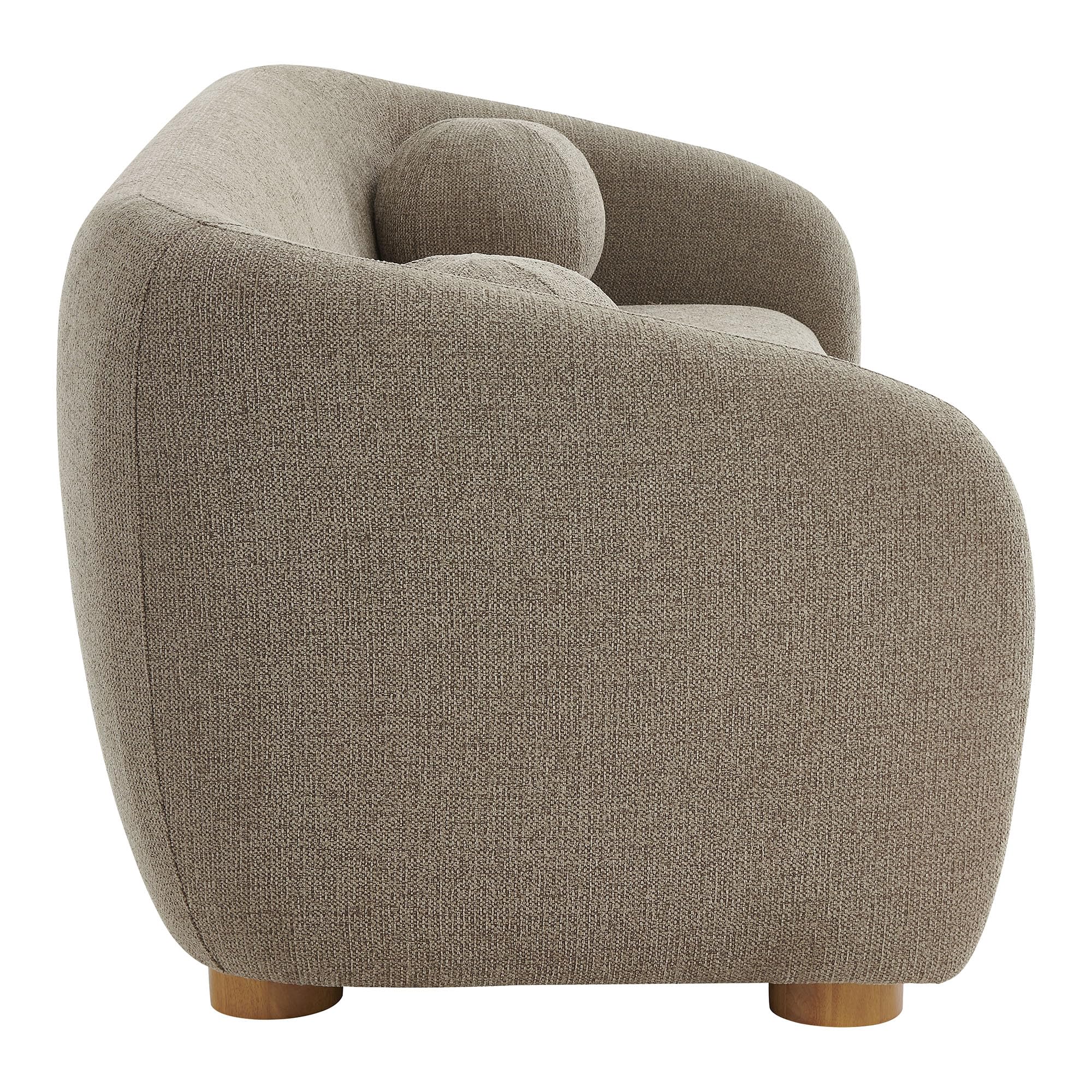 85 Inch Curved Back Sofa with Ball Throw Pillows