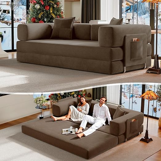 78.8" Convertible Sofa Bed with Storage Pocket