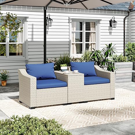 5-Piece Rattan Patio Conversation Set with Coffee Table