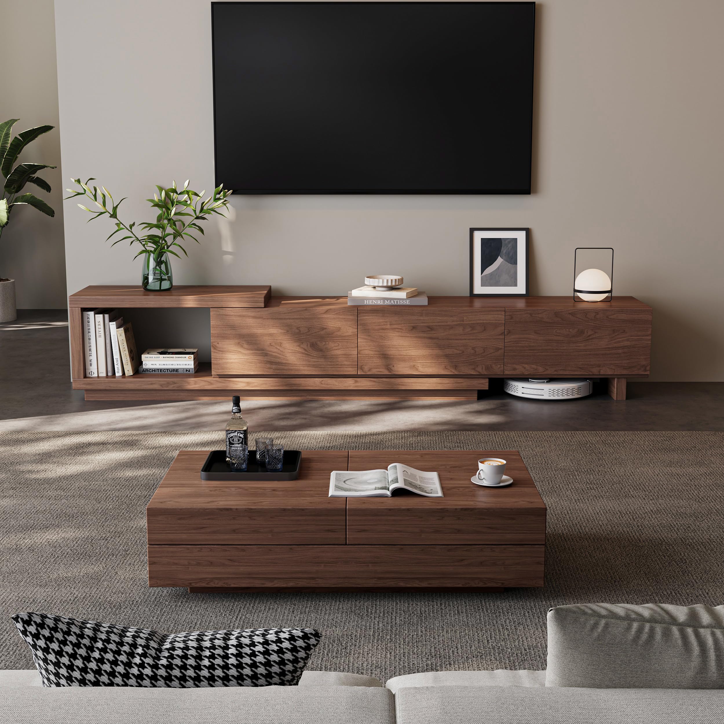 Extendable TV Stand for 65-100 Inch TVs with 3 Drawers