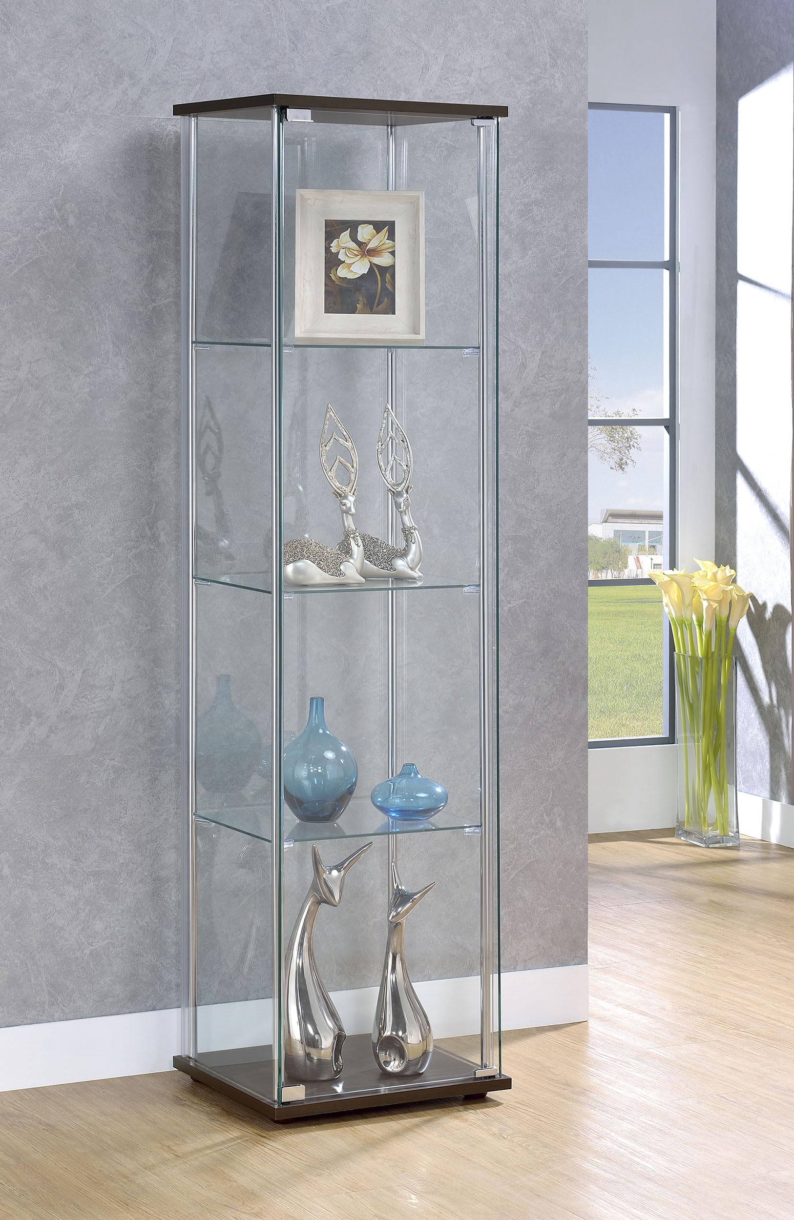 Bellatrix 4-Shelf Glass Curio Display Cabinet