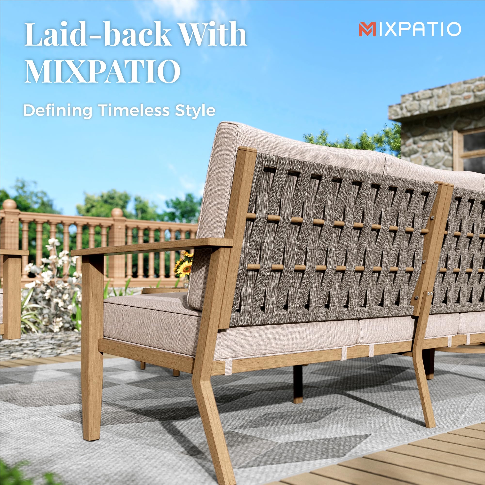 5-Piece Patio Conversation Set with Swivel Chairs