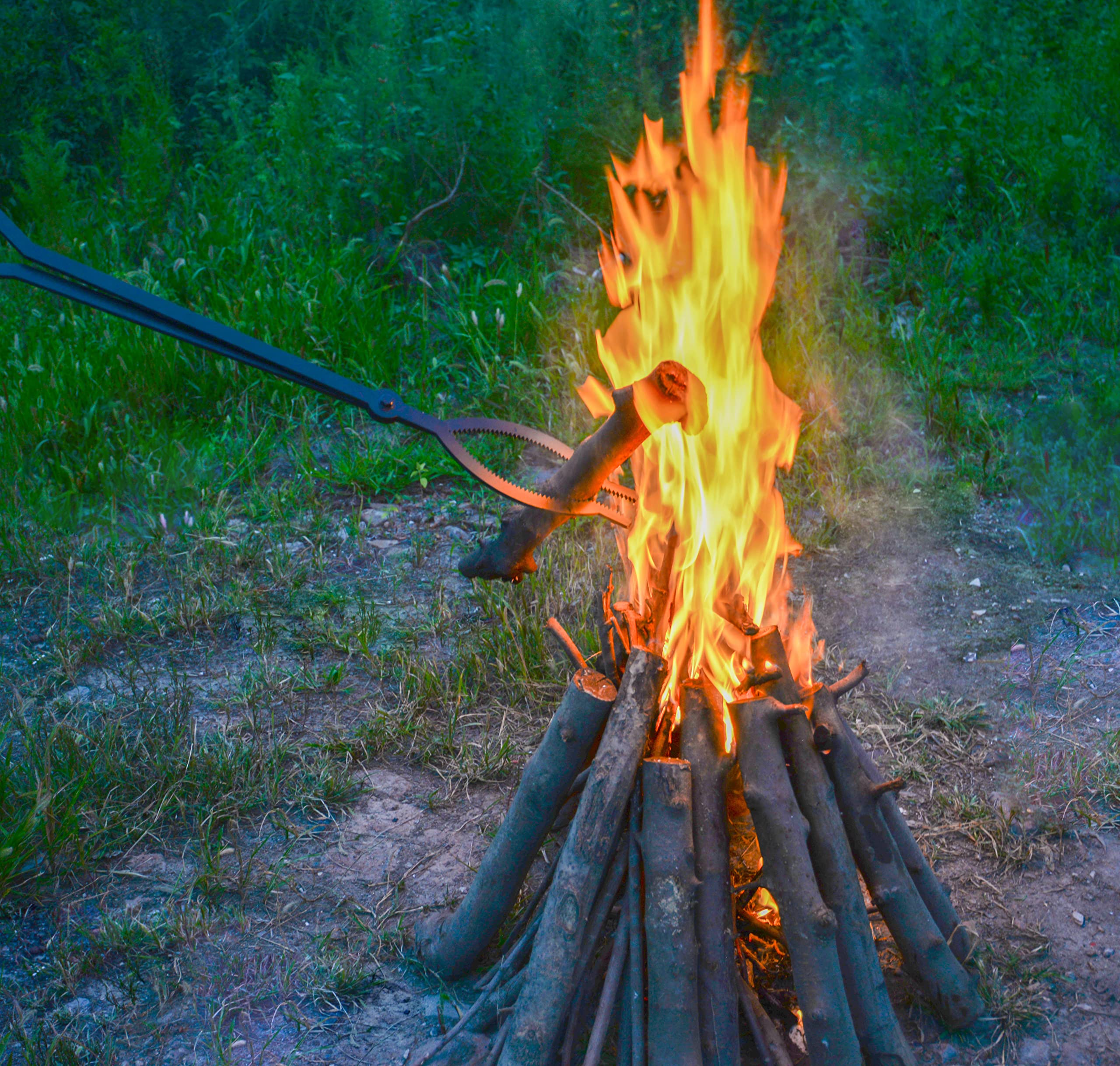 40" Fire Pit Tool Set with Poker and Log Grabber