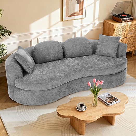95" Modern Curved Chenille Cloud Sofa