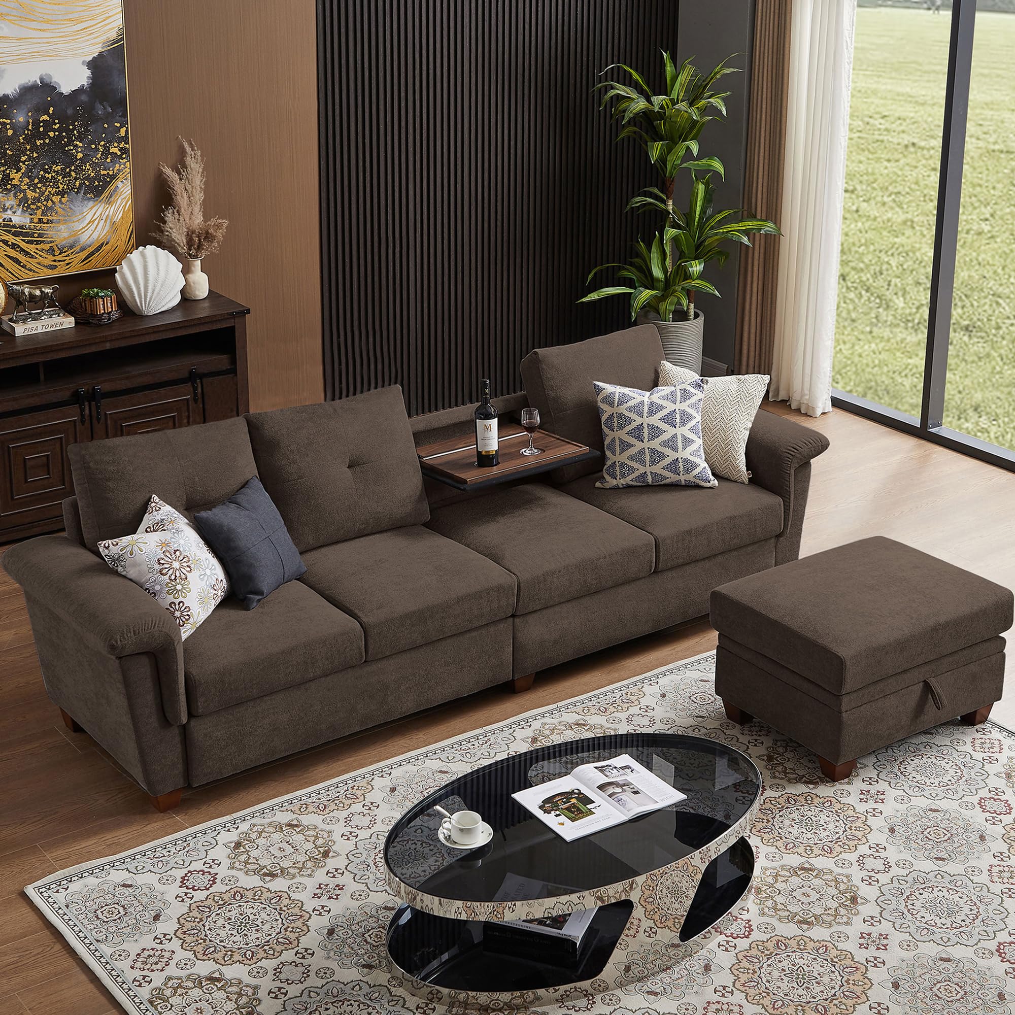 109" Convertible L-Shaped Sectional Sofa with Storage
