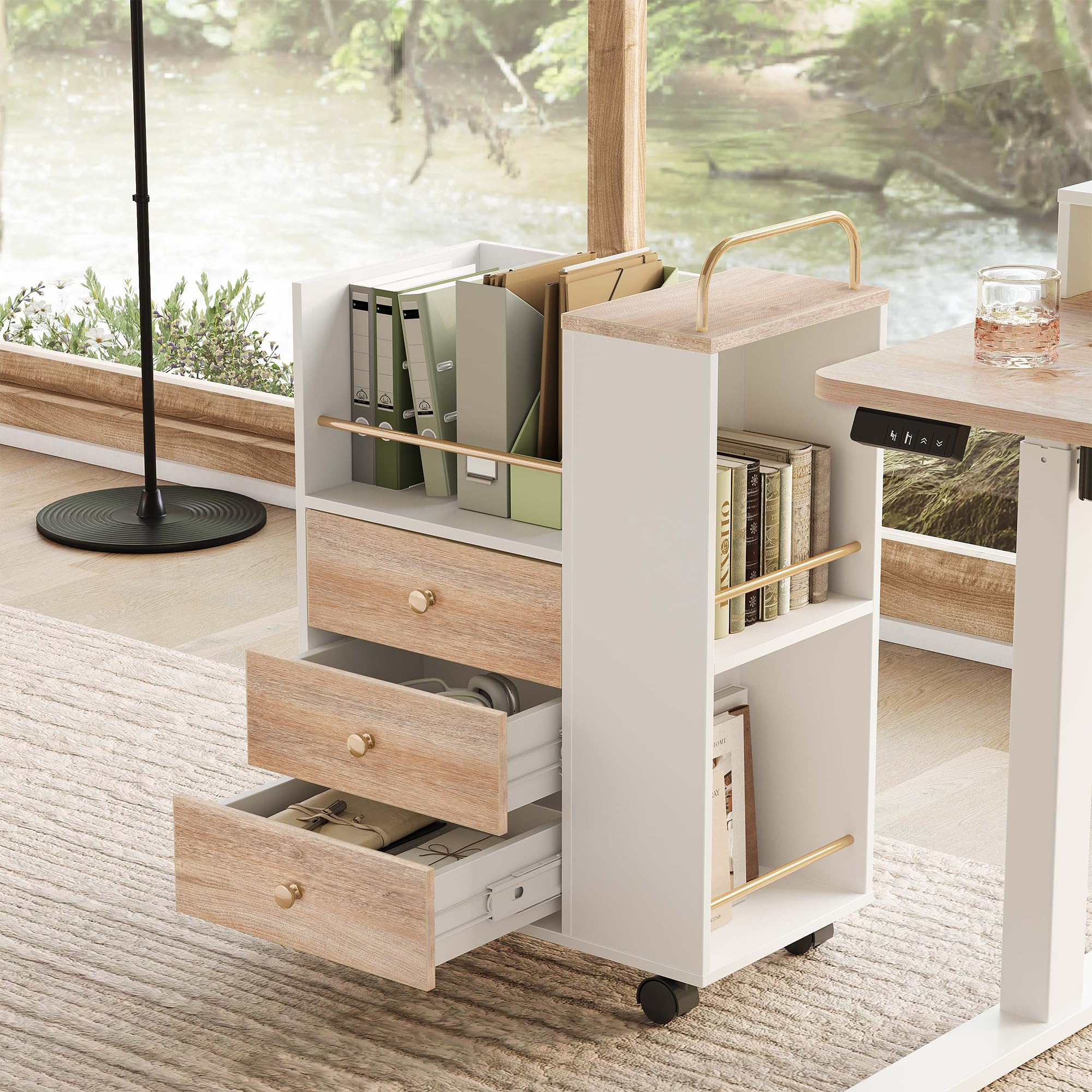 3 Drawer Mobile File Cabinet with Lockable Wheels