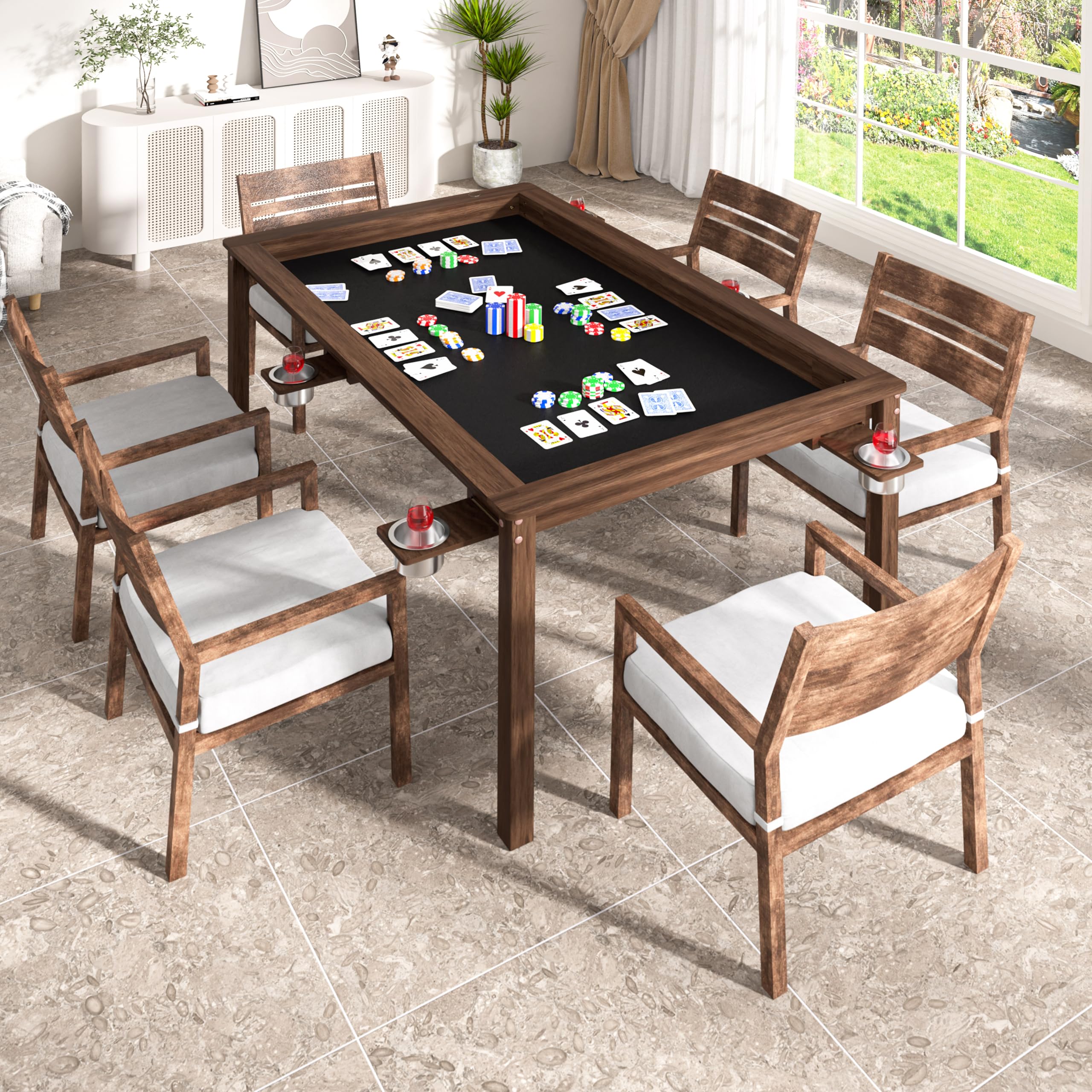 58" x 33" Solid Wood Board Game Table with Removable Top