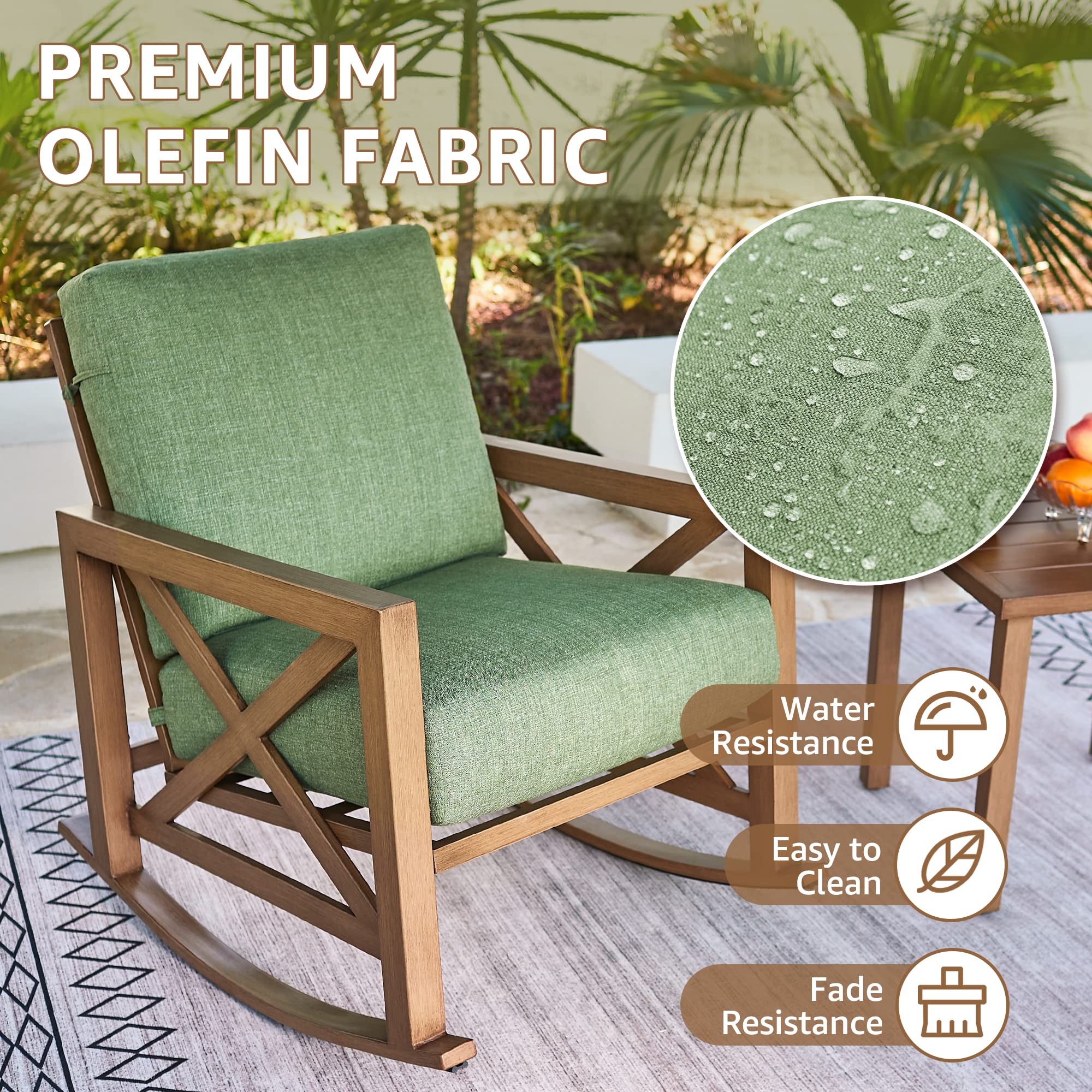 3 Piece Outdoor Rocking Bistro Set with Coffee Table