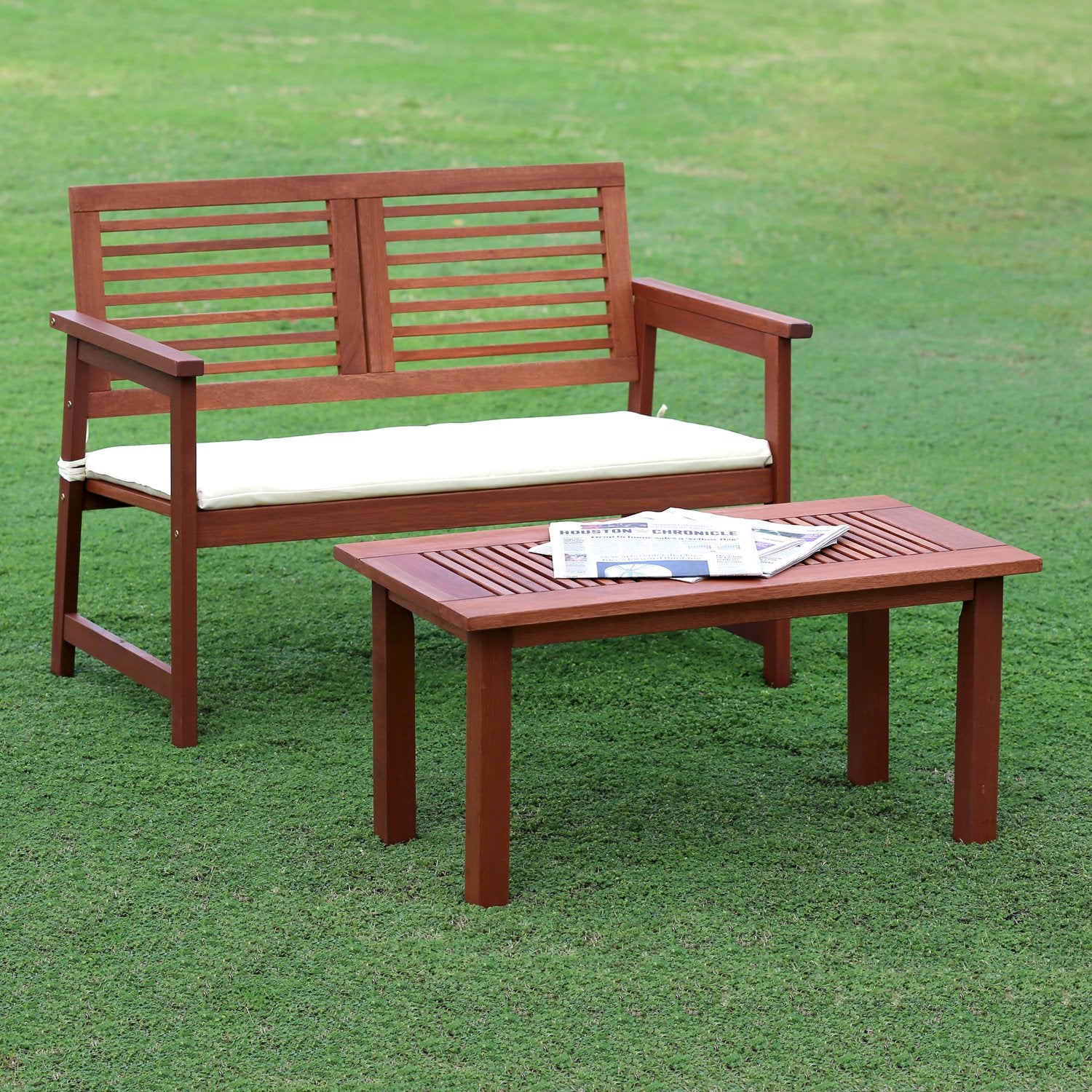 Tioman Hardwood Outdoor Bench with Cushion