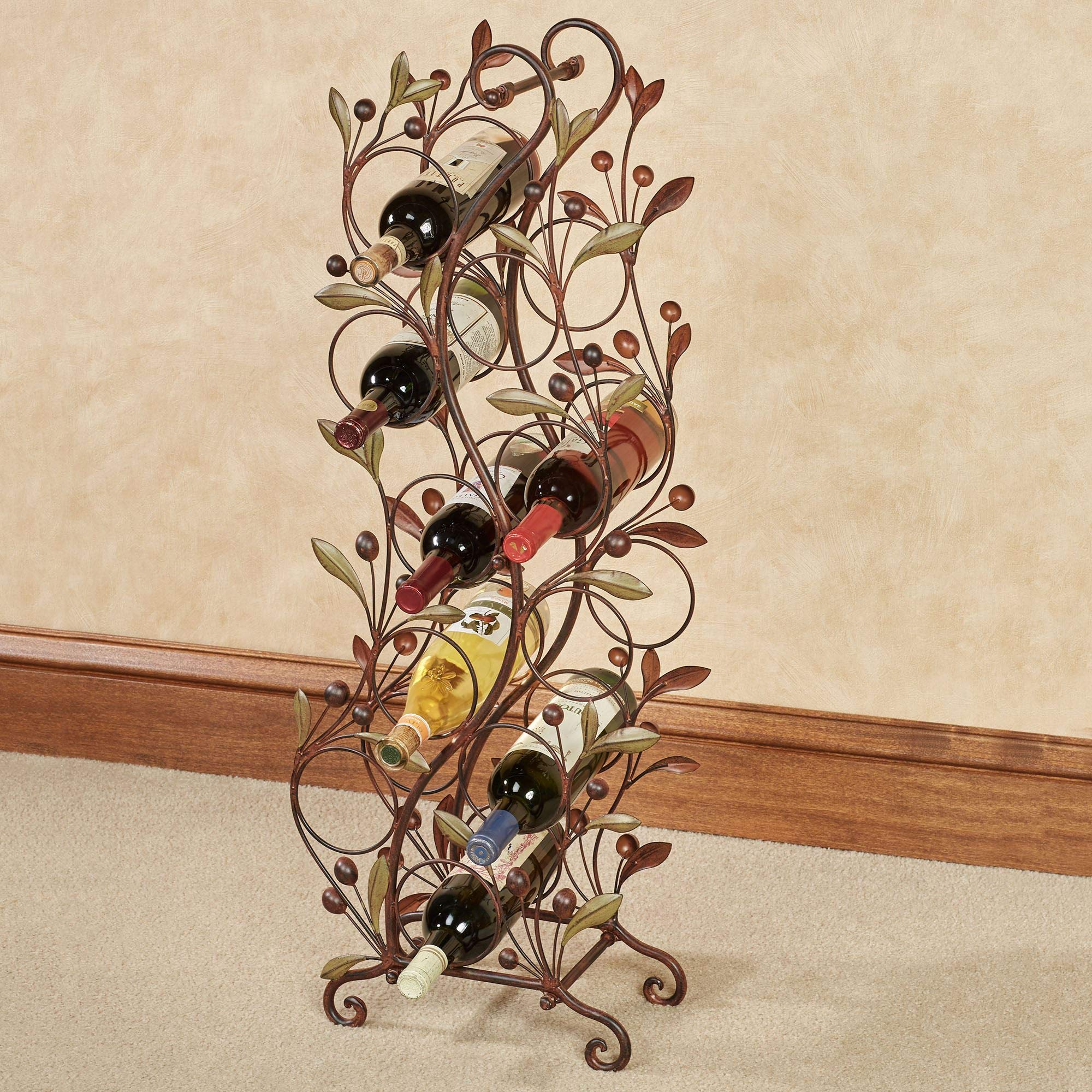 Catalonia Floor Wine Rack - Sage Metal - 10 Bottle Holder