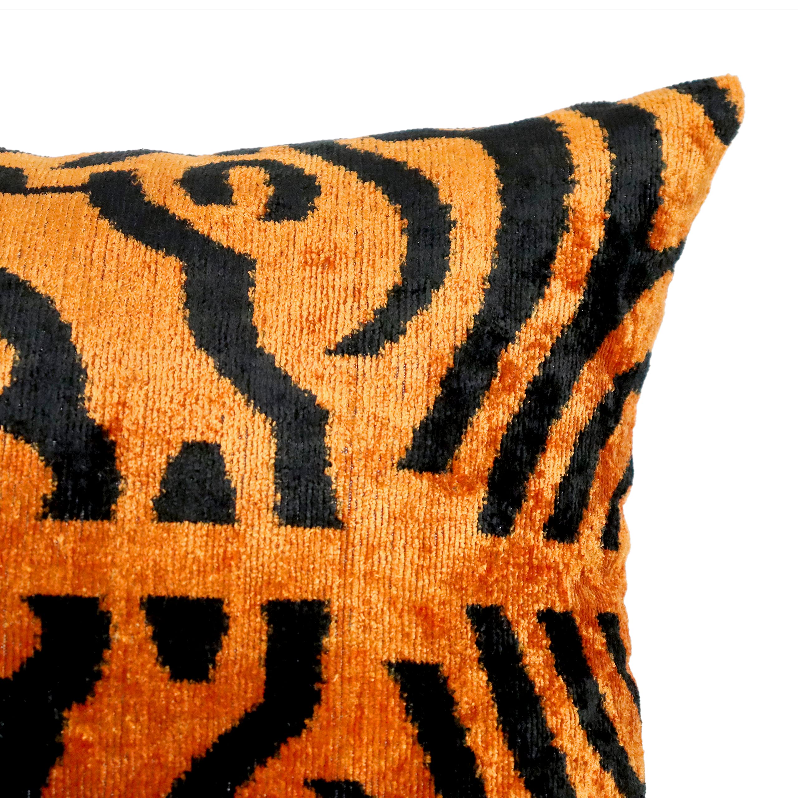 Handmade Velvet Throw Pillow 16x24 Tiger Print with Down Feather Insert