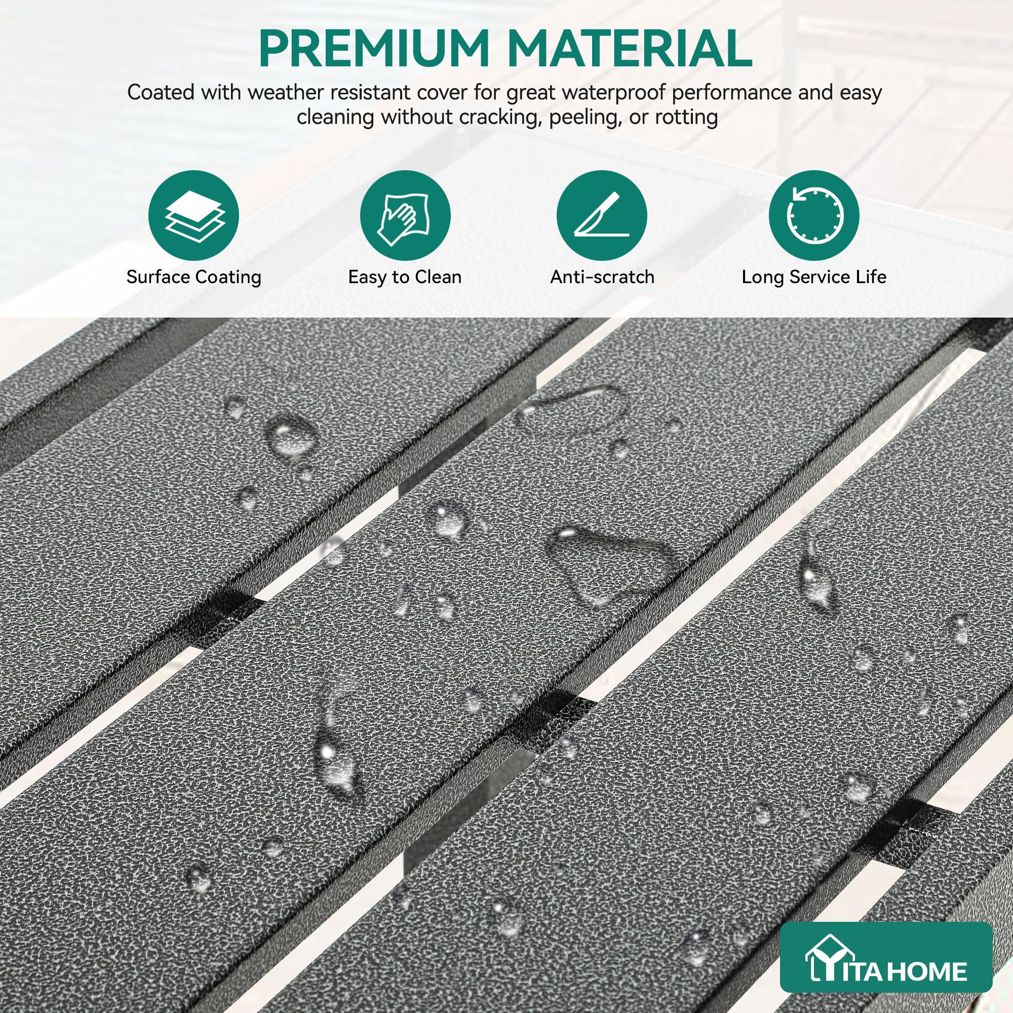 Outdoor Bar Table Rectangle Counter Height with Wheels