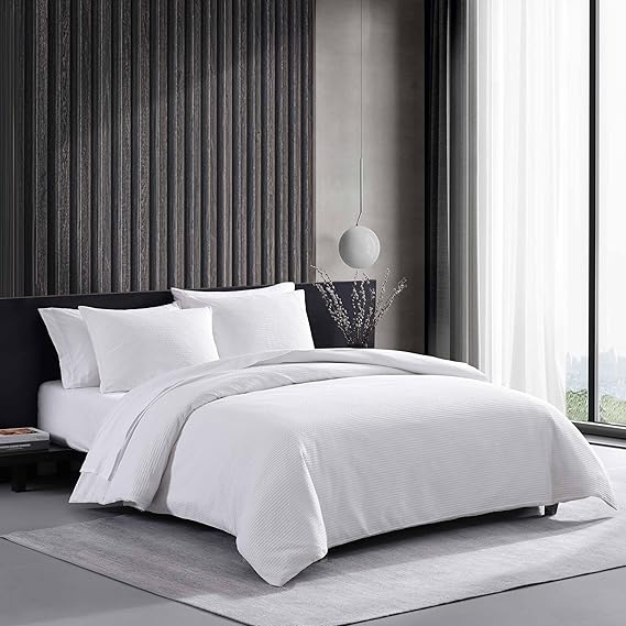 Waffle Pique Cotton Comforter Set Queen White