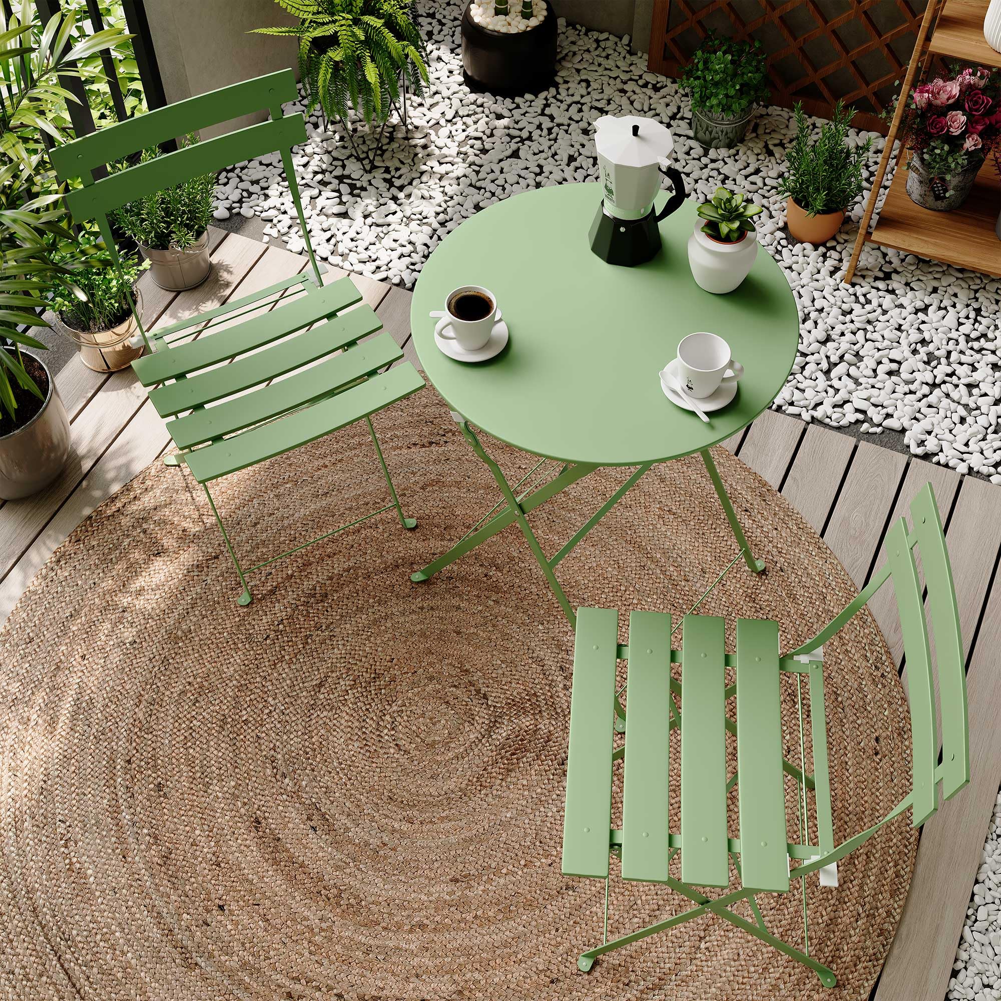 3-Piece Folding Bistro Set with 2 Chairs and Table