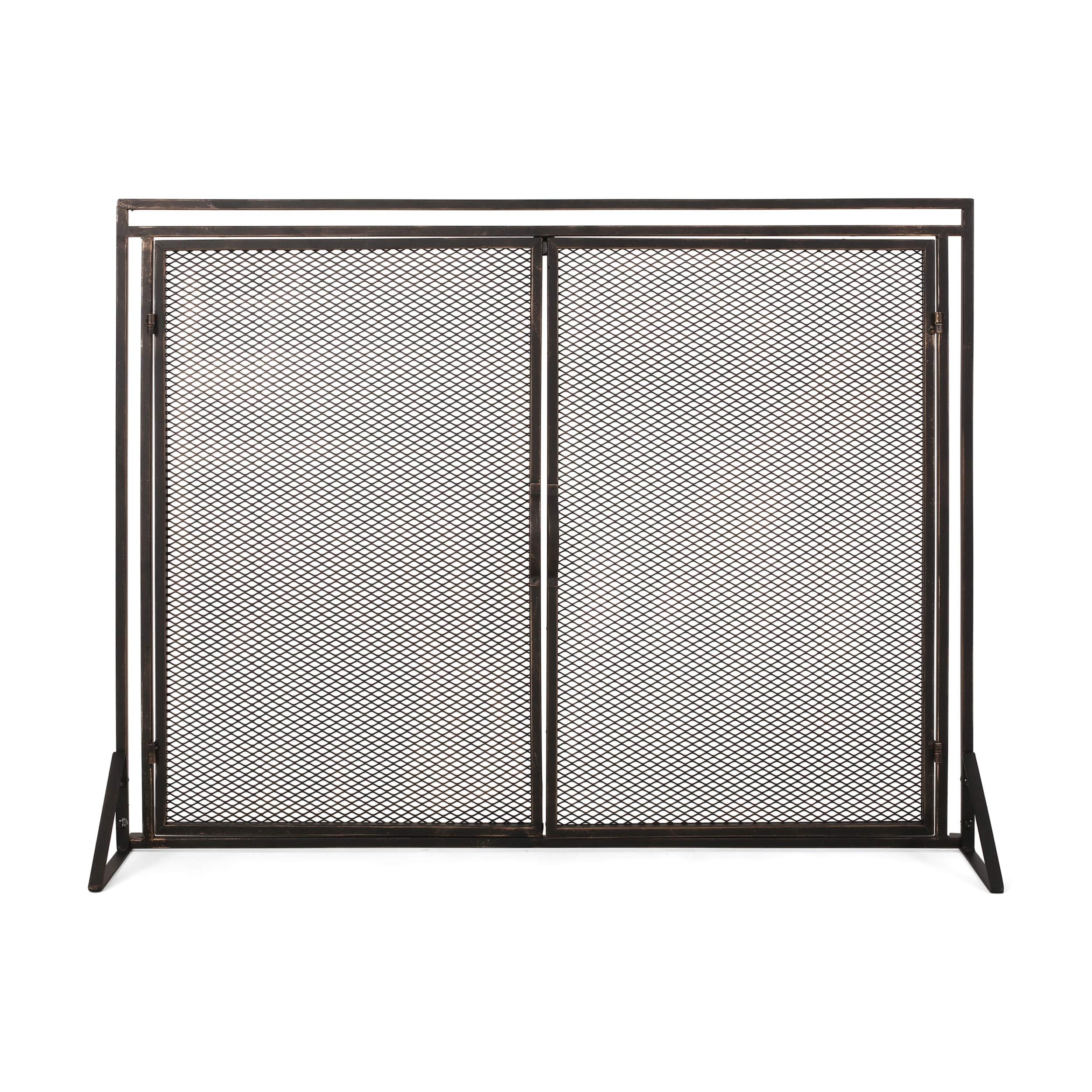 Modern Iron Fireplace Screen with Doors