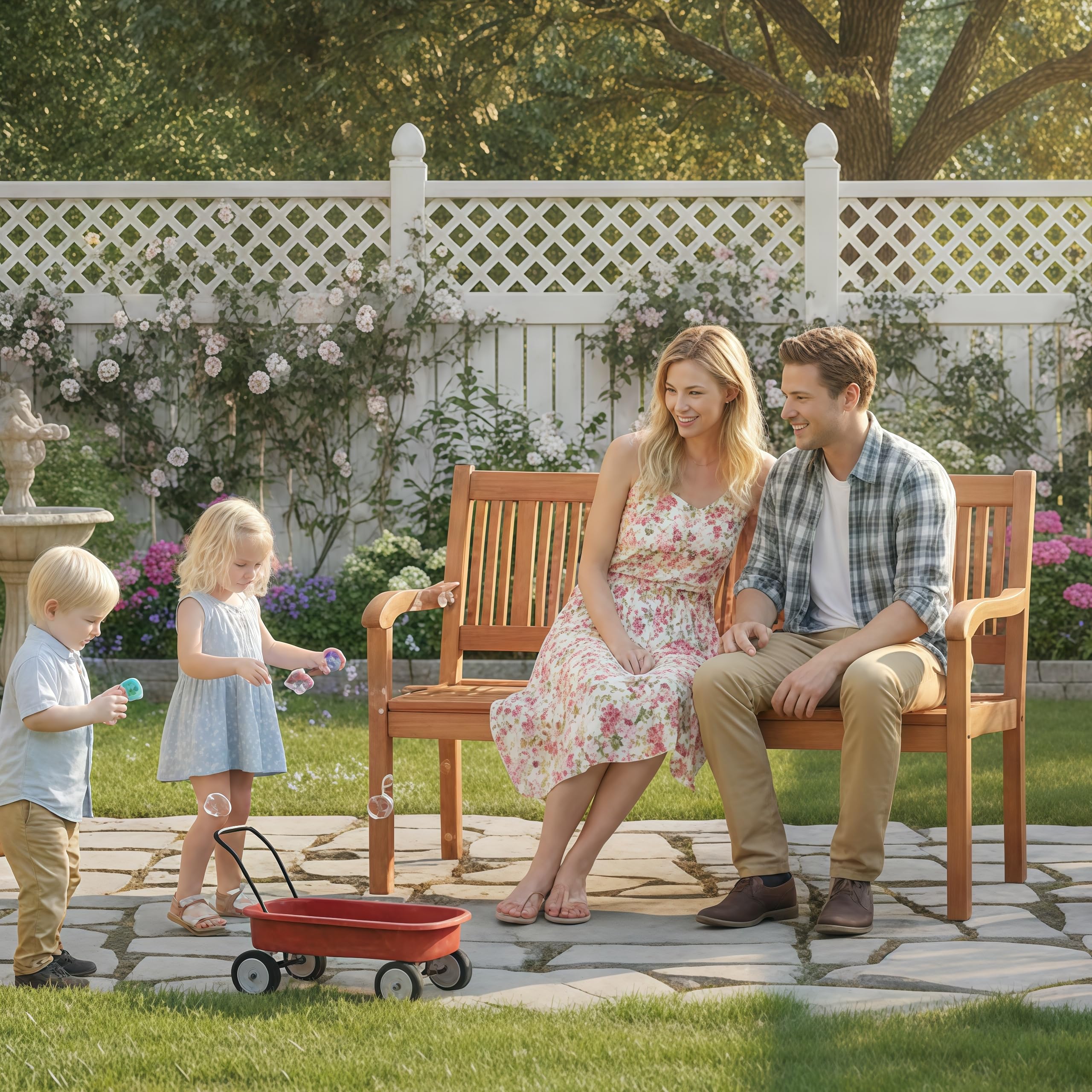 Outdoor Wood Garden Bench 50"W