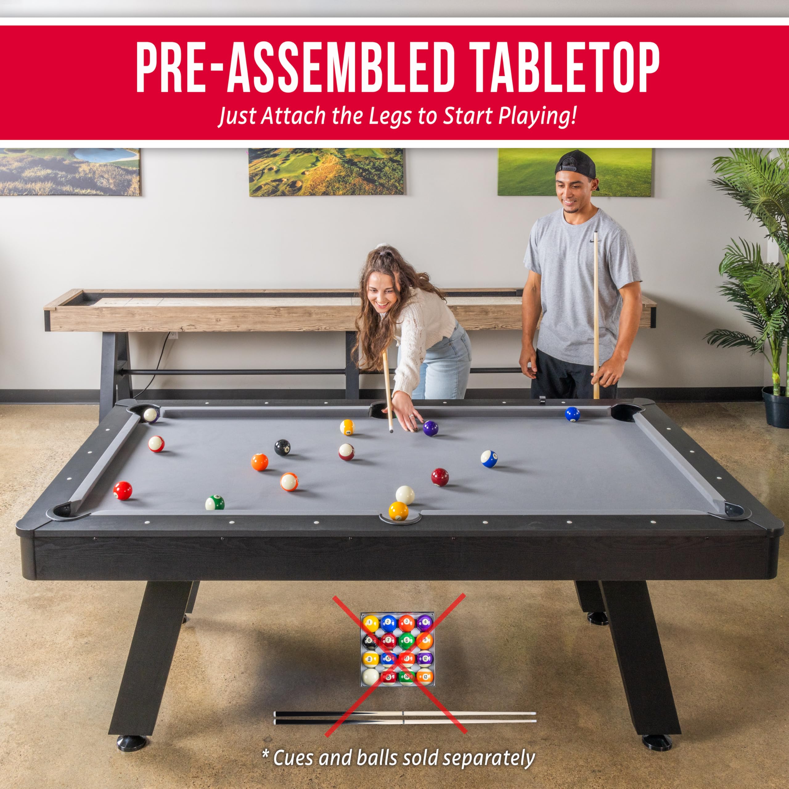 7 ft Pool Table with Wood Finish