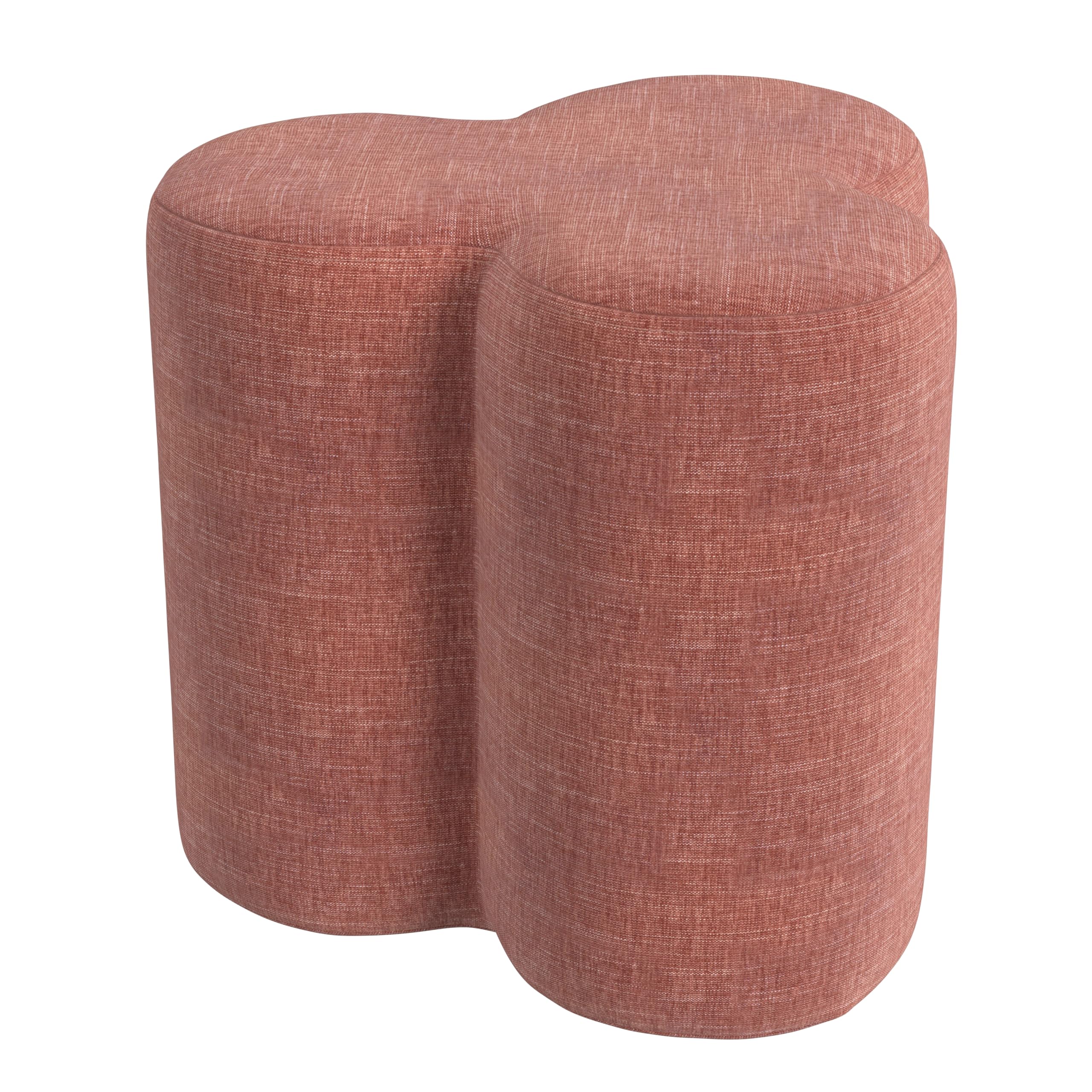 Clover Shaped Upholstered Ottoman - Pink Chenille
