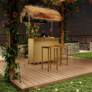 Tiki Bar Outdoor Patio Set with Tempered Glass Top