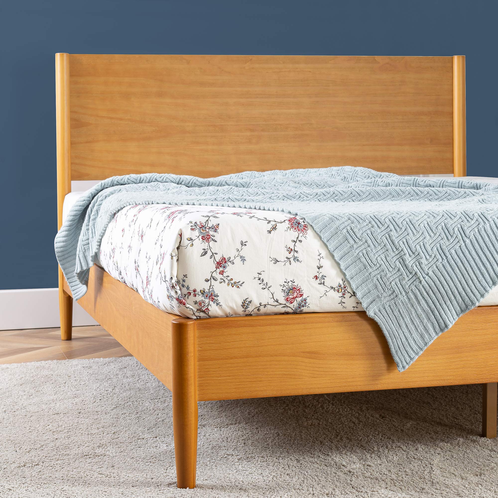 Mid Century Wood Platform Bed Frame Queen