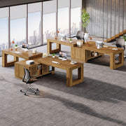 L-Shaped Executive Desk with Storage Cabinets and Shelf