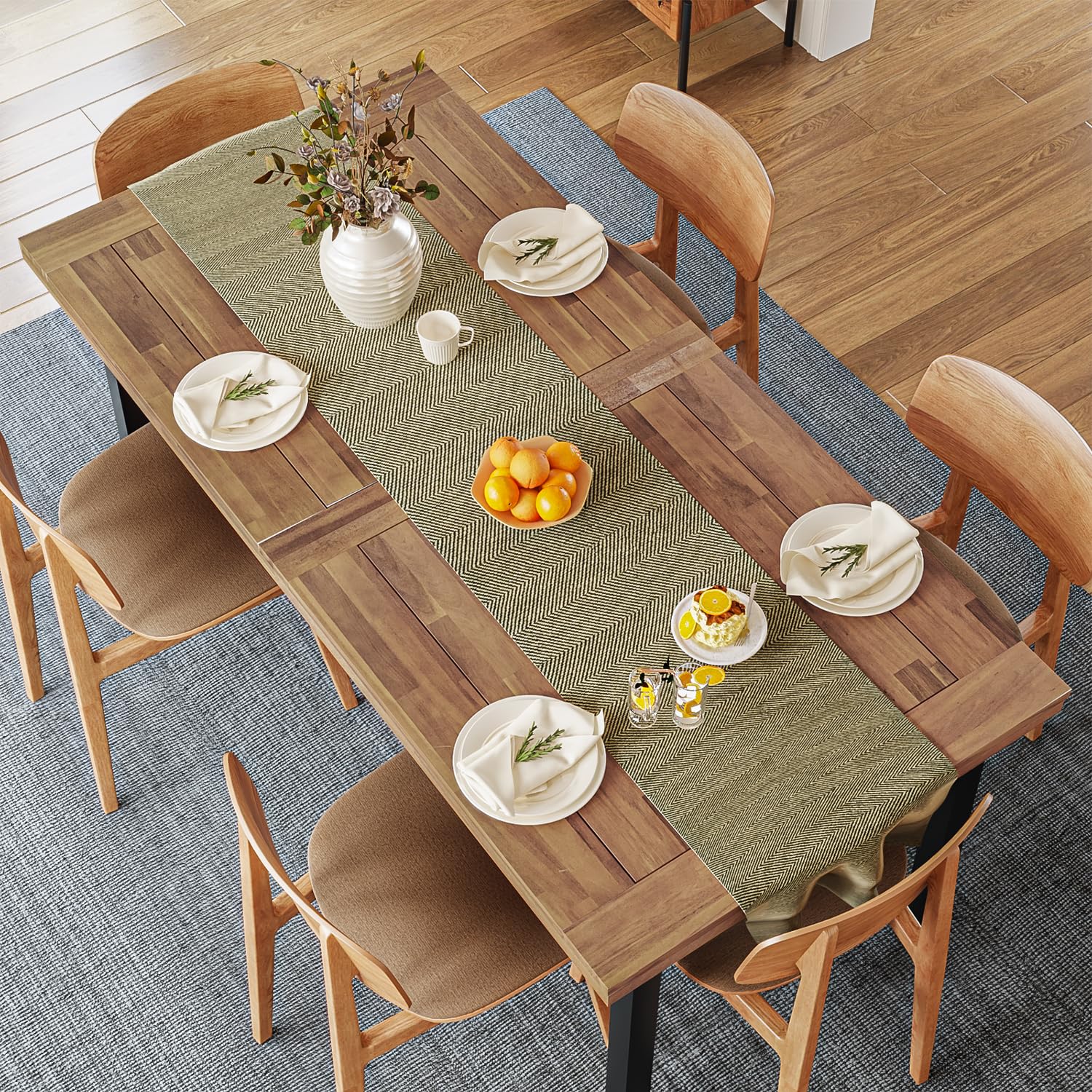 70" Acacia Wood Dining Table for 6-8 People