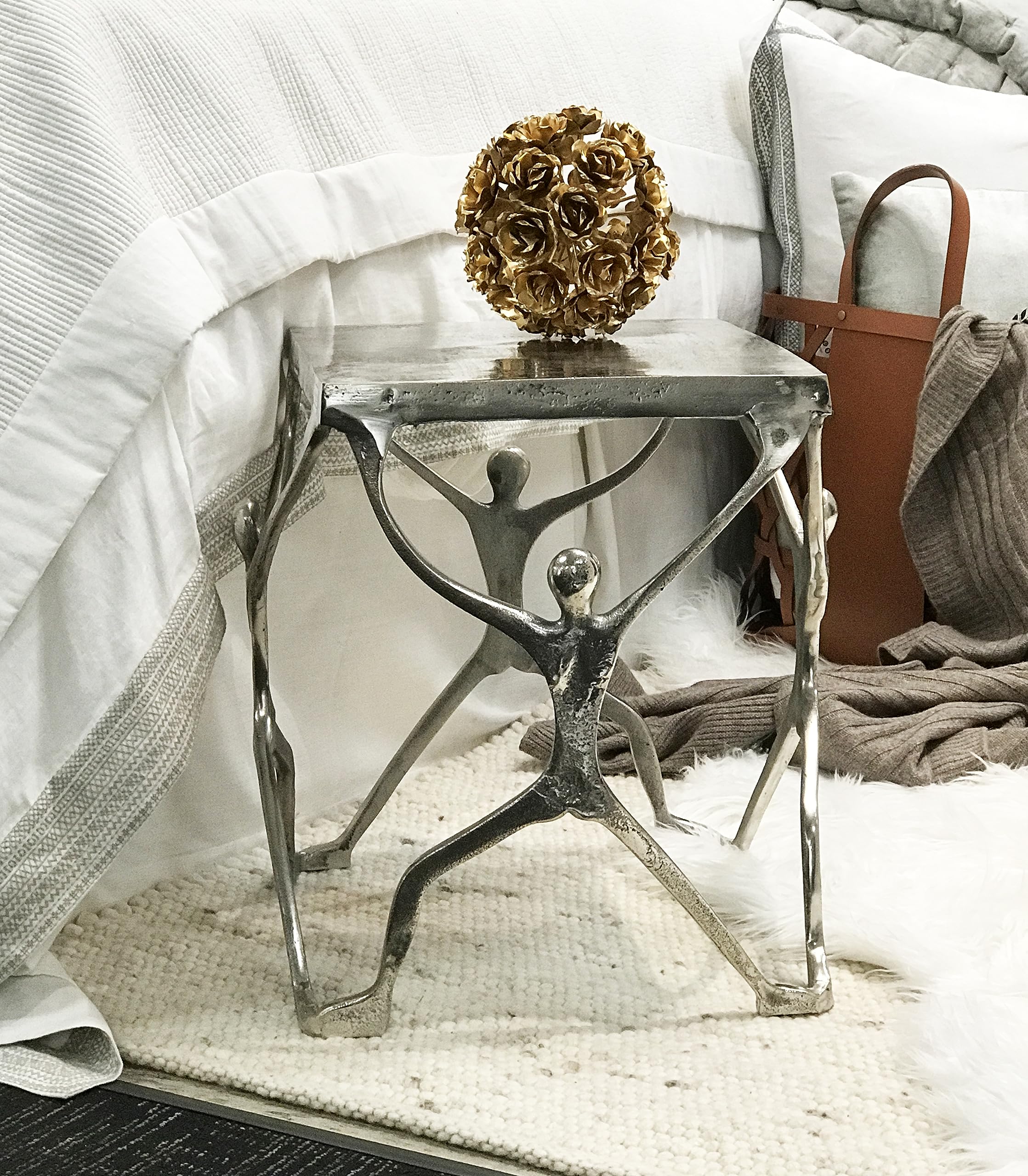 Caballero Man Figure Aluminum Accent Table 18" Square