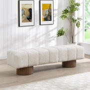 64" Boucle Dining Bench - Upholstered Ottoman Seat