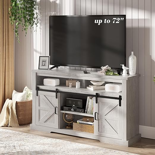 58-Inch Farmhouse TV Console with Sliding Barn Doors