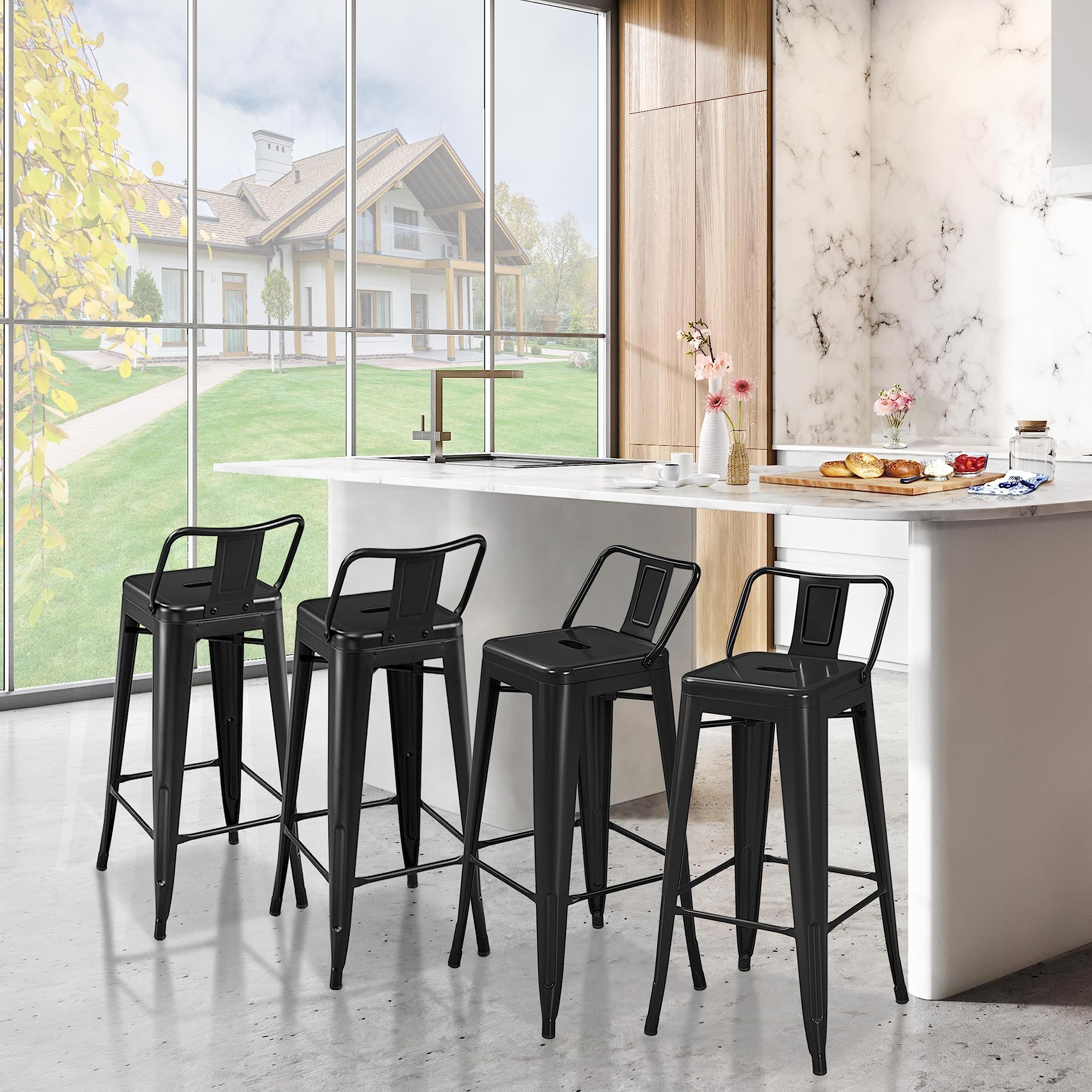 30 Inch Metal Bar Stools Set of 4