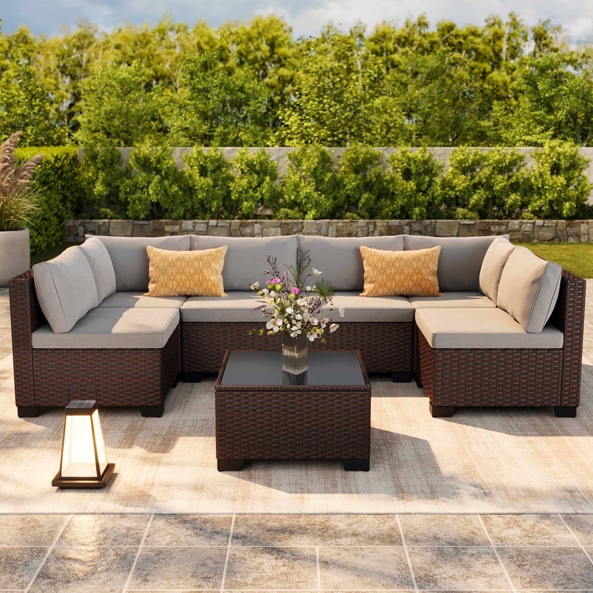 7-Piece Outdoor Sectional Patio Furniture Set with Coffee Table