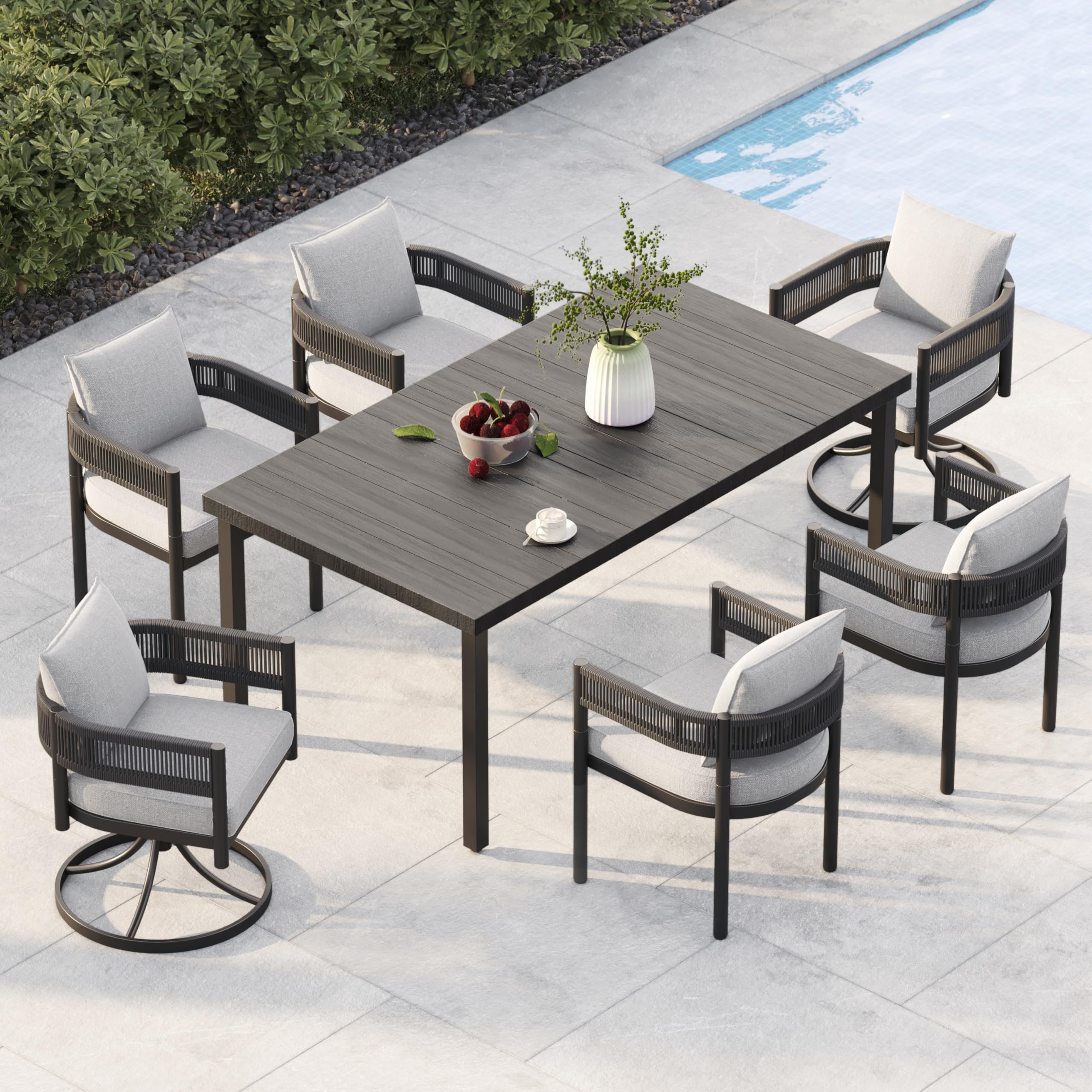 Outdoor Dining Table with Umbrella Hole