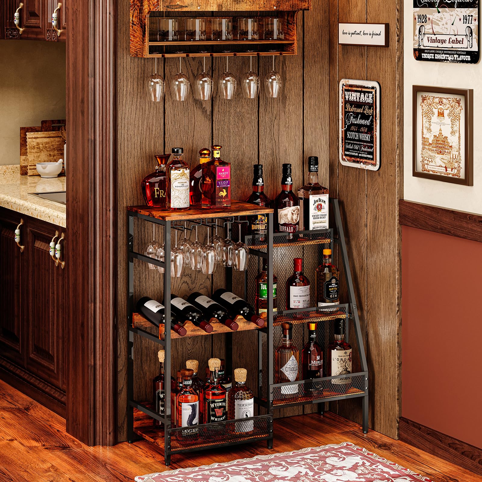 3-Tier Wine Rack with Bar Table