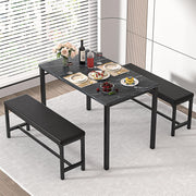 63" Extendable Dining Table Set with Benches