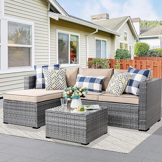 3-Piece Outdoor Sectional Patio Furniture Set