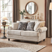 3-Piece Chenille Living Room Set with Nailhead Trim