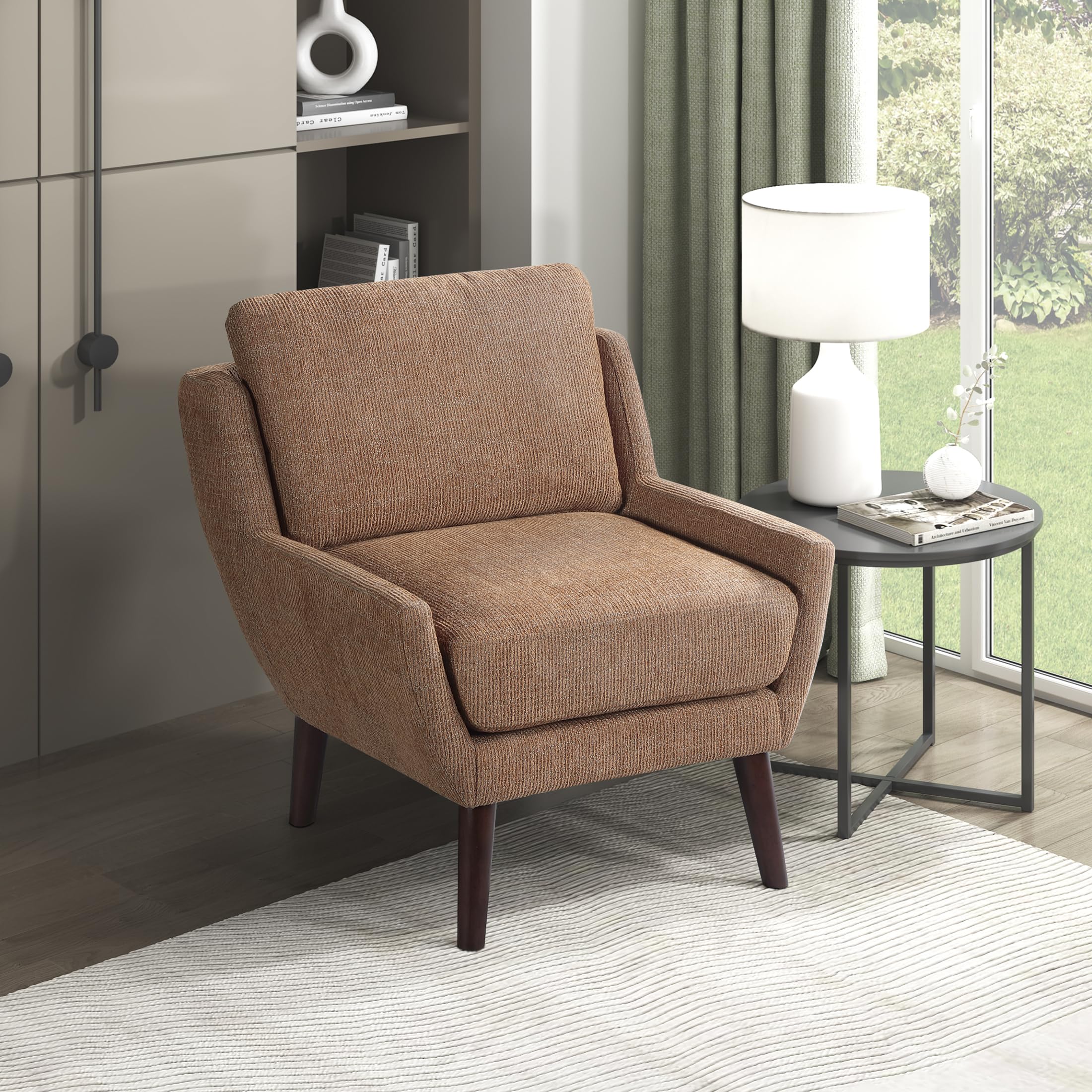 Orange Chenille Wingback Accent Chair