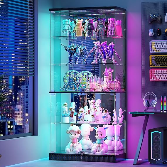 Display Cabinet with LED Lighting and Glass Doors