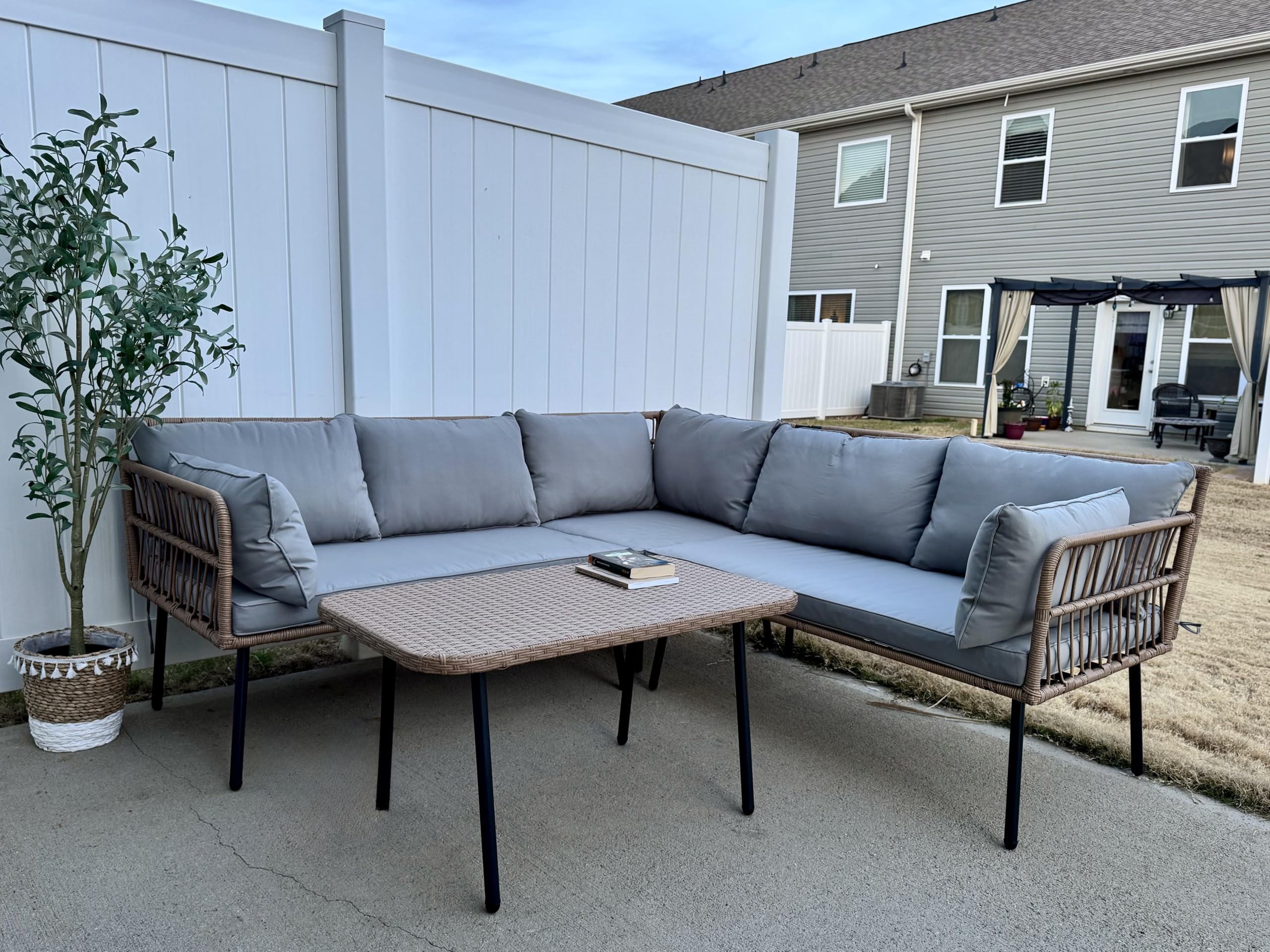 4-Piece Wicker Patio Conversation Set