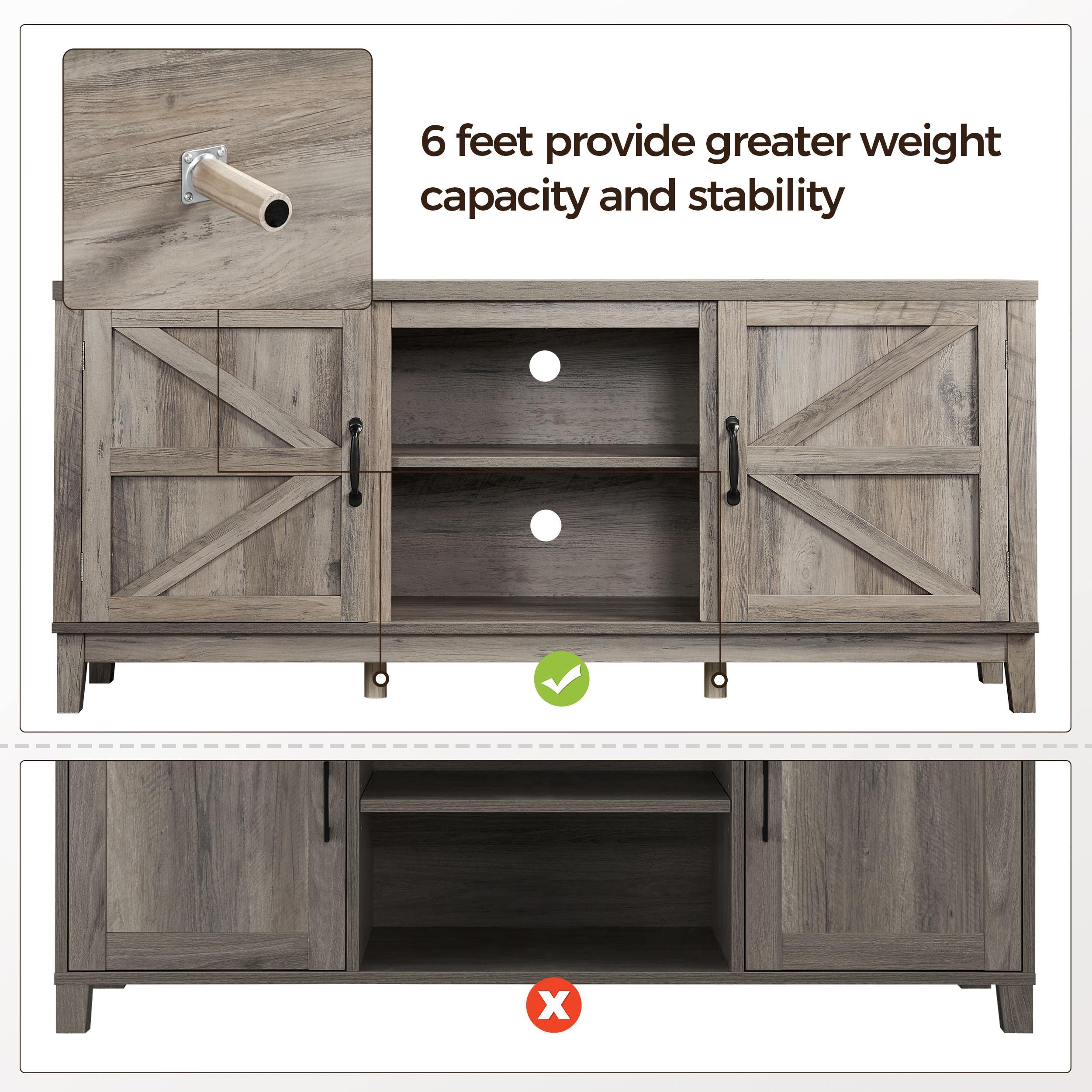 Farmhouse TV Console Table with Double Barn Doors