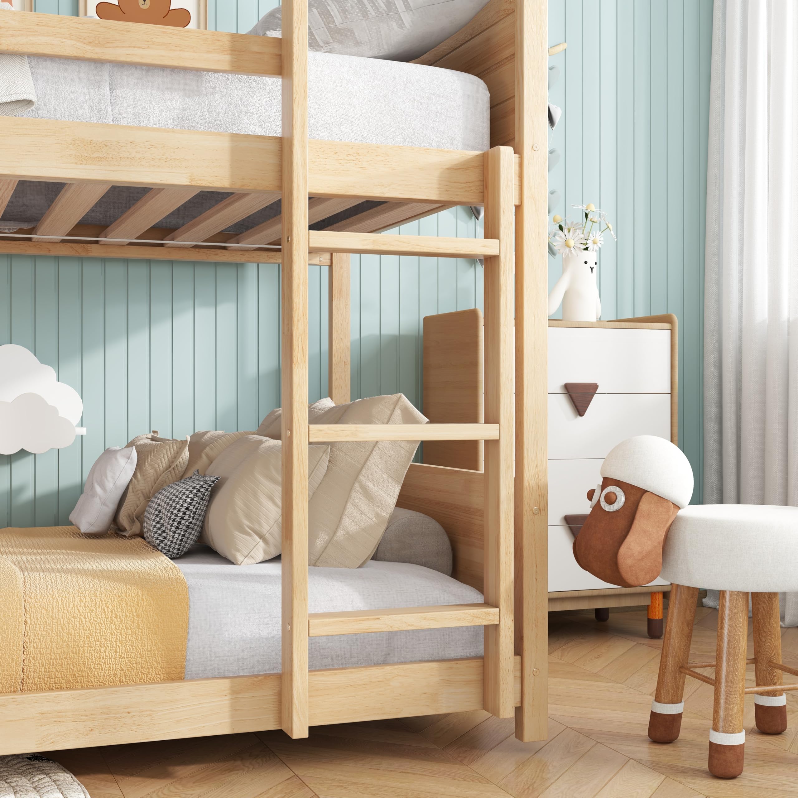 Twin Over Twin House Bunk Bed with Ladder