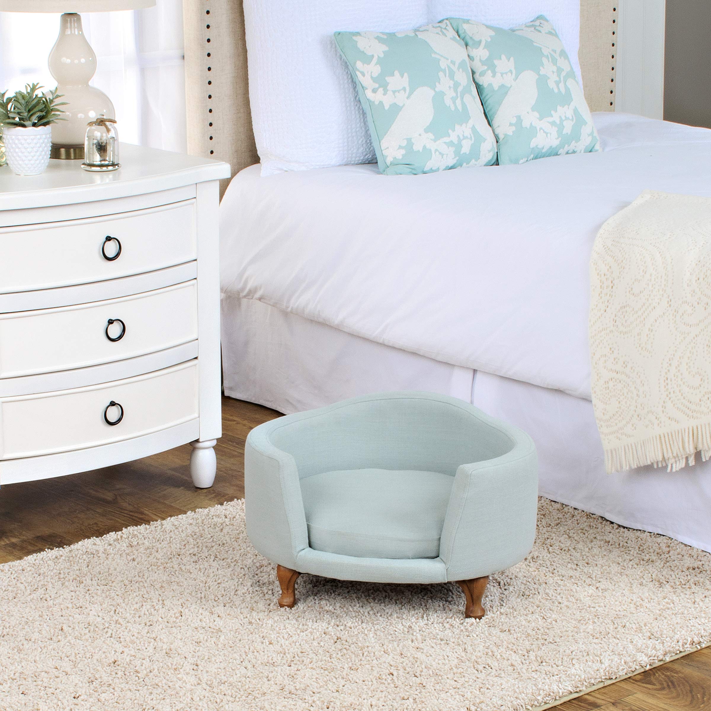 Upholstered Curved Pet Bed - Light Green