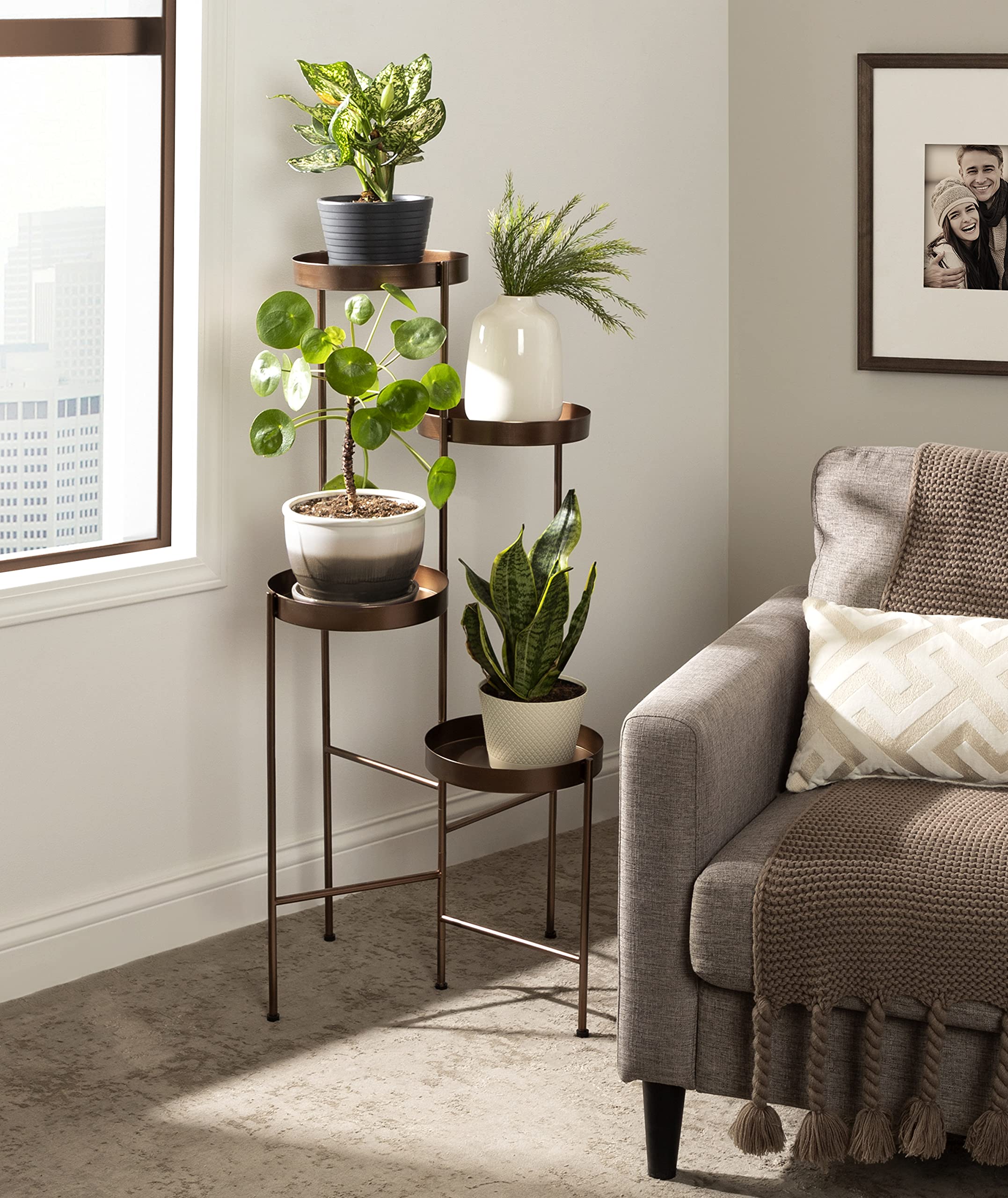 Modern 4-Tier Plant Stand - Bronze Folding Display Rack